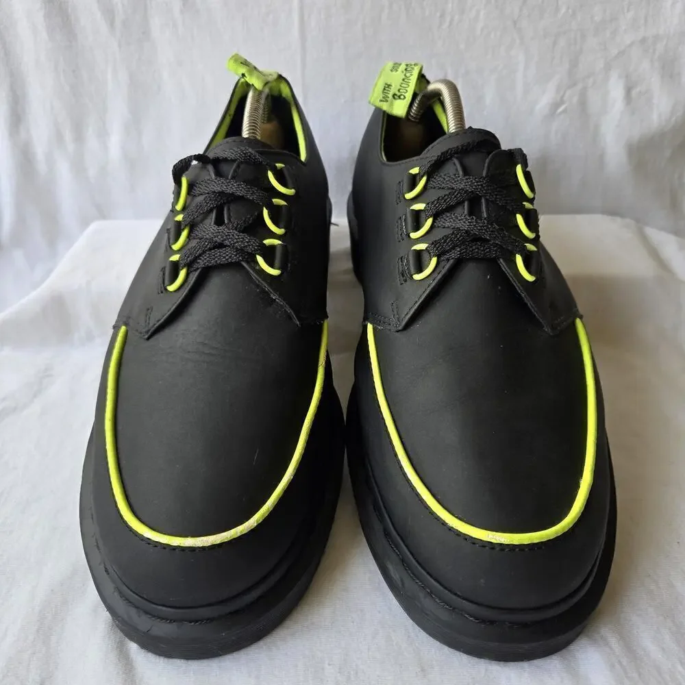 Dr Martens Ramsey Alt Creeper Men's Leather Oxfords Black/Neon Green Size 12